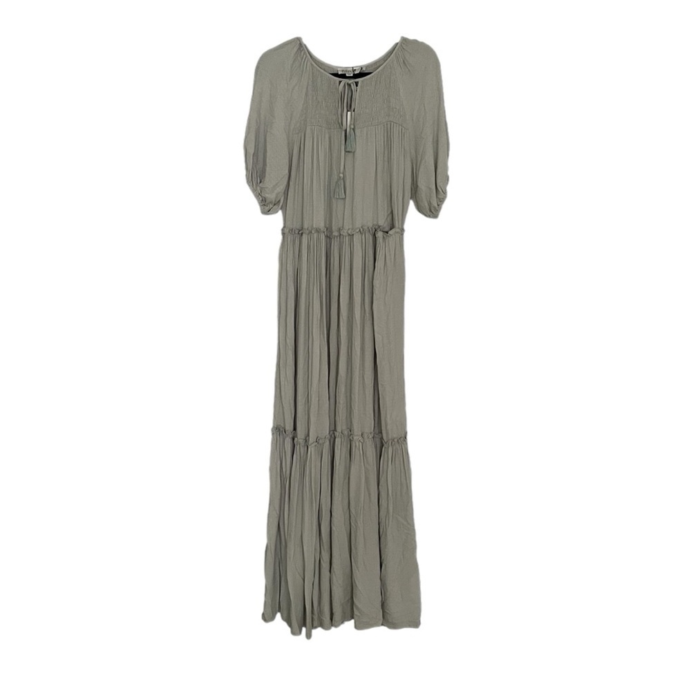 MOLLY BRACKEN Green Tiered Maxi Dress Size Small